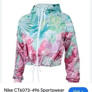 Nike Dry Crop Floral Palm Print Jacket NWT $100